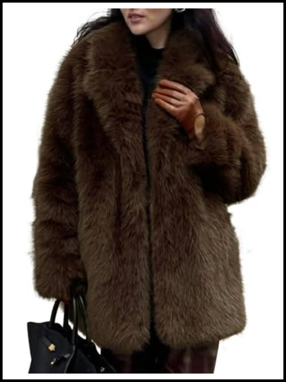 Faux Fur Coat Mid Length Fluffy Winter Jacket